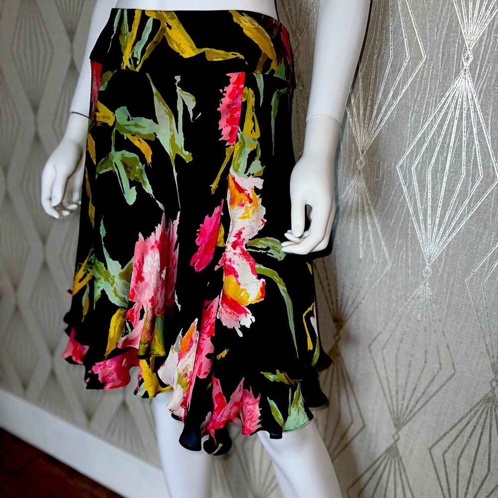 Carmen Marc Valvo | Silk Floral Skirt